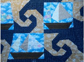 Sailboats on Tesselating Waves Quilt 45x62